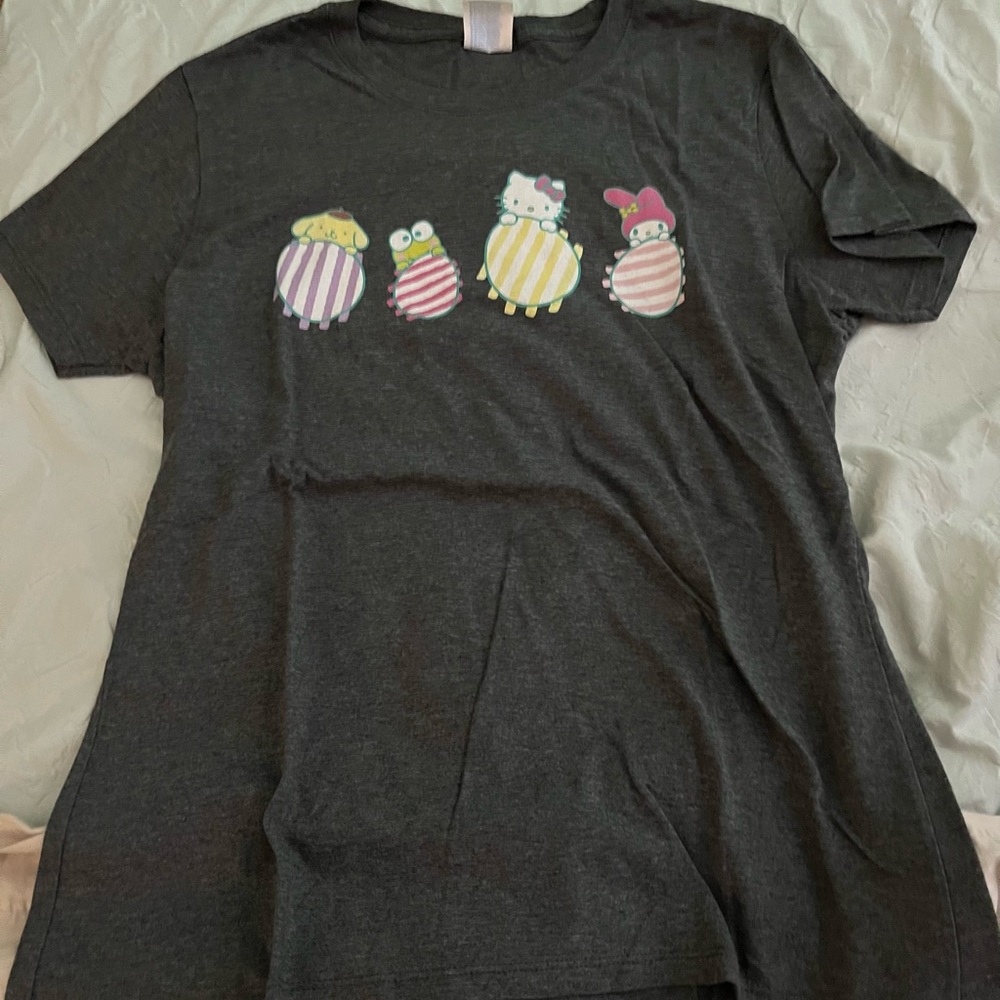 Sanrio gray T-shirt hello kitty keroppi pompompurin my melody unisex